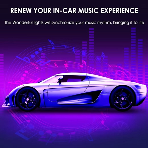 RGB Car Interior LED Strip Lights (4-Piece) | App Control, Music Sync, USB Plug - Picture 5 of 7